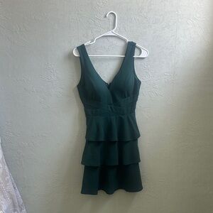 Emerald Sundae Deep Green Tiered Mini Dress